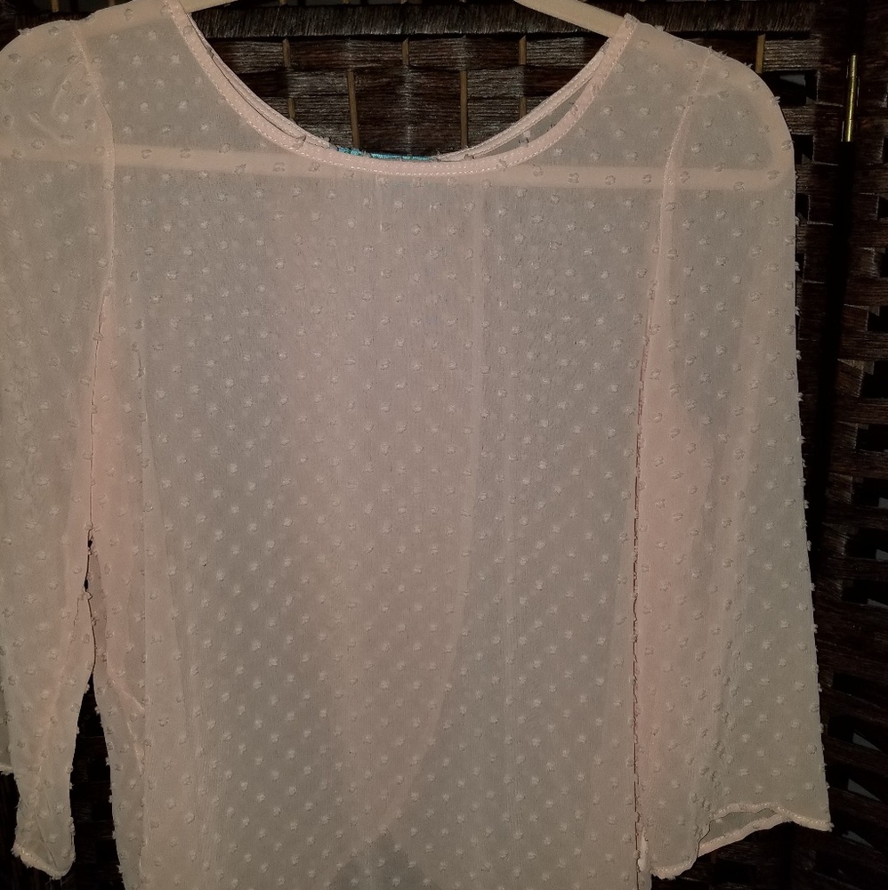 Dina Be Shear Pink Chantille Style Blouse